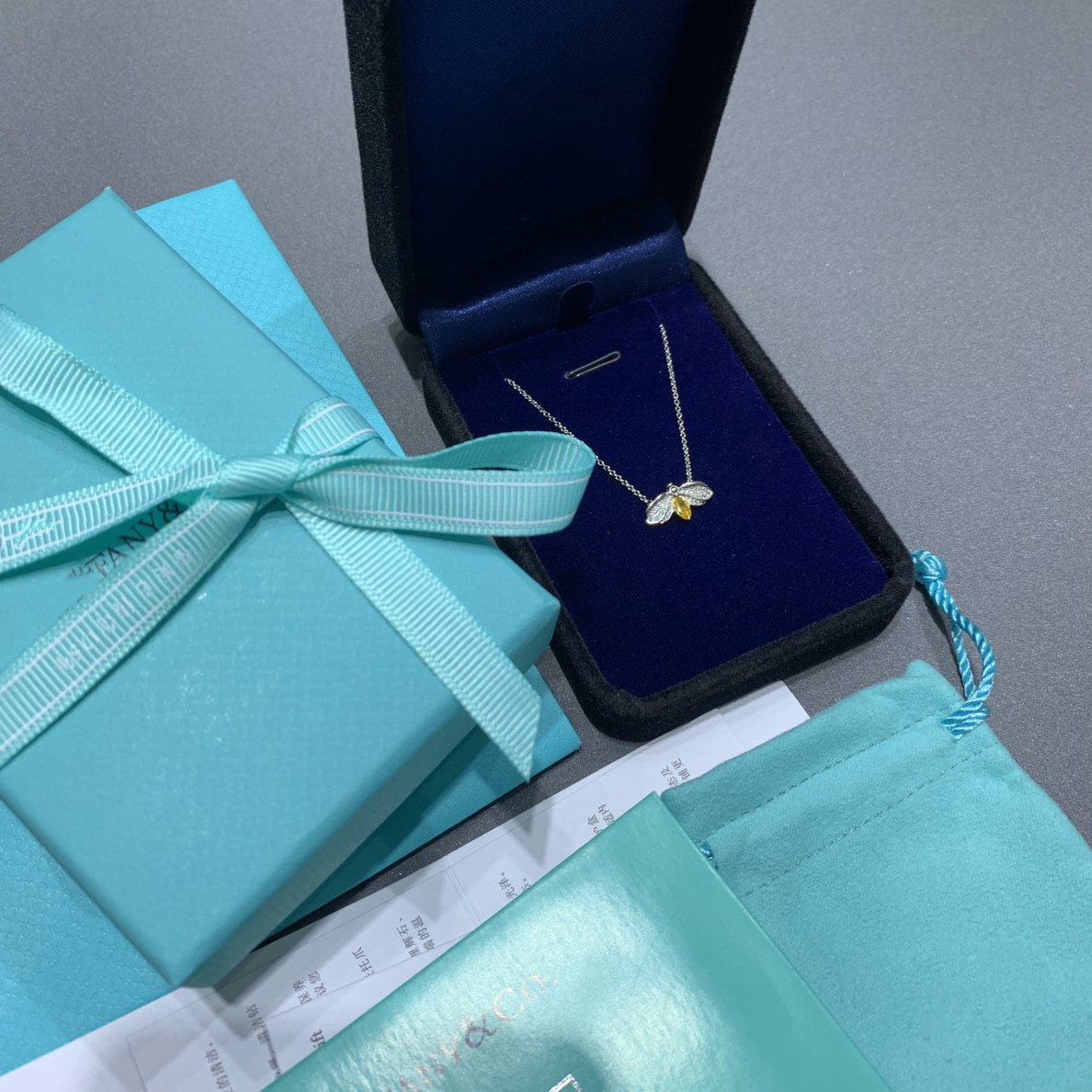 [Dawnora Jewelry]PAPER FLOWERS YELLOW DIAMOND FIREFLY PENDANT