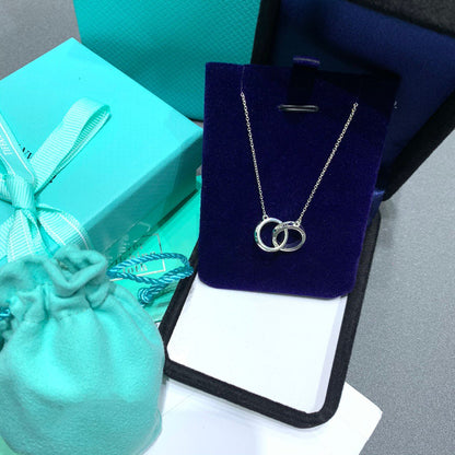 [Dawnora Jewelry]INTERLOCKING CIRCLES PENDANT SILVER SMALL NECKLACE