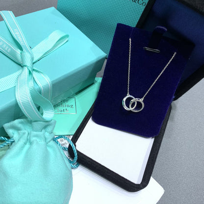 [Dawnora Jewelry]INTERLOCKING CIRCLES PENDANT SILVER SMALL NECKLACE