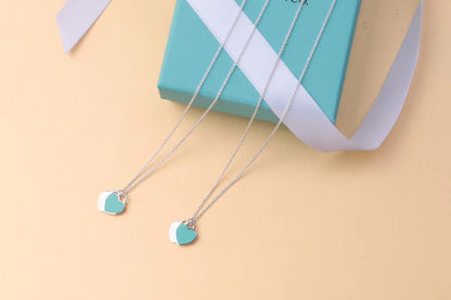 [Dawnora Jewelry]DOUBLE HEART TAG PENDANT SILVER MINI NECKLACE