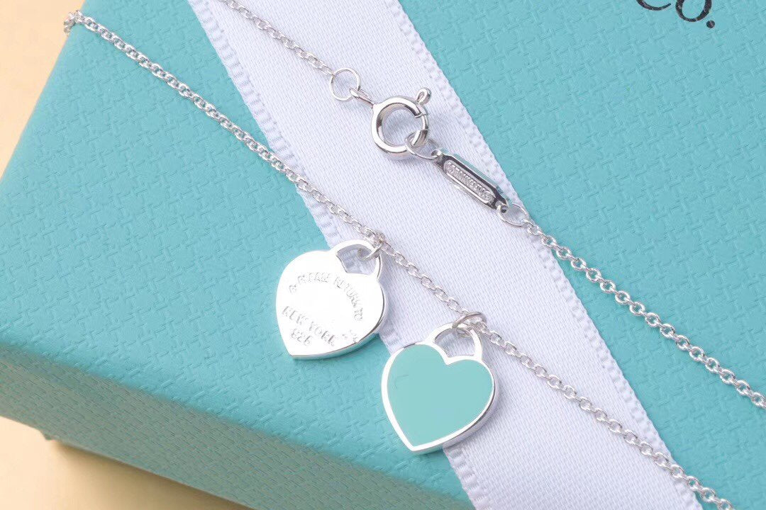 [Dawnora Jewelry]DOUBLE HEART TAG PENDANT SILVER MINI NECKLACE