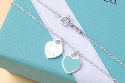 [Dawnora Jewelry]DOUBLE HEART TAG PENDANT SILVER MINI NECKLACE