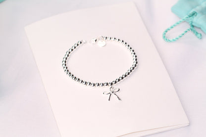 [Dawnora Jewelry]STERLING SILVER BOW BEAD BRACELET