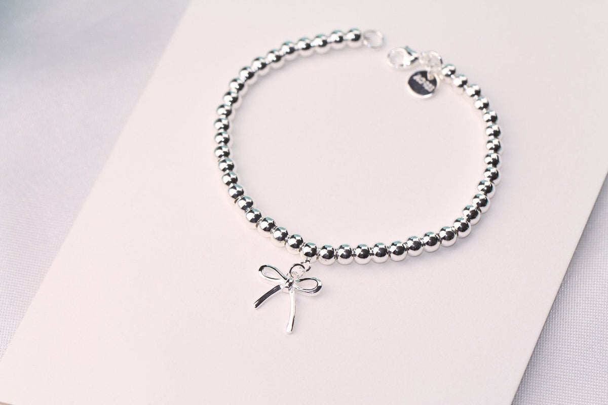 [Dawnora Jewelry]STERLING SILVER BOW BEAD BRACELET