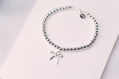 [Dawnora Jewelry]STERLING SILVER BOW BEAD BRACELET