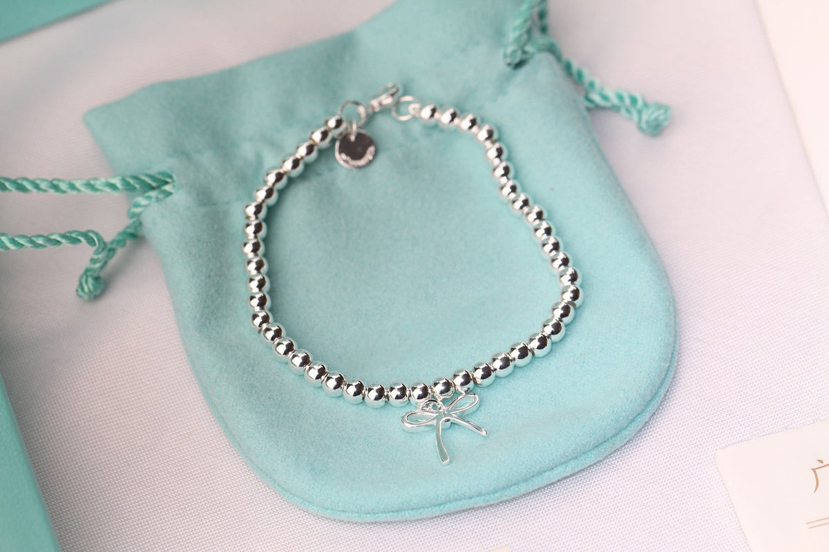 [Dawnora Jewelry]STERLING SILVER BOW BEAD BRACELET