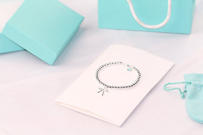 [Dawnora Jewelry]STERLING SILVER BOW BEAD BRACELET