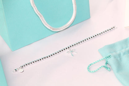 [Dawnora Jewelry]STERLING SILVER BOW BEAD BRACELET