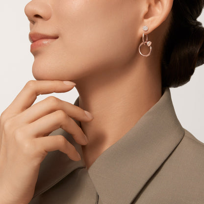 [Dawnora Jewelry]JUSTE HALF DIAMOND DOUBLE EARRINGS