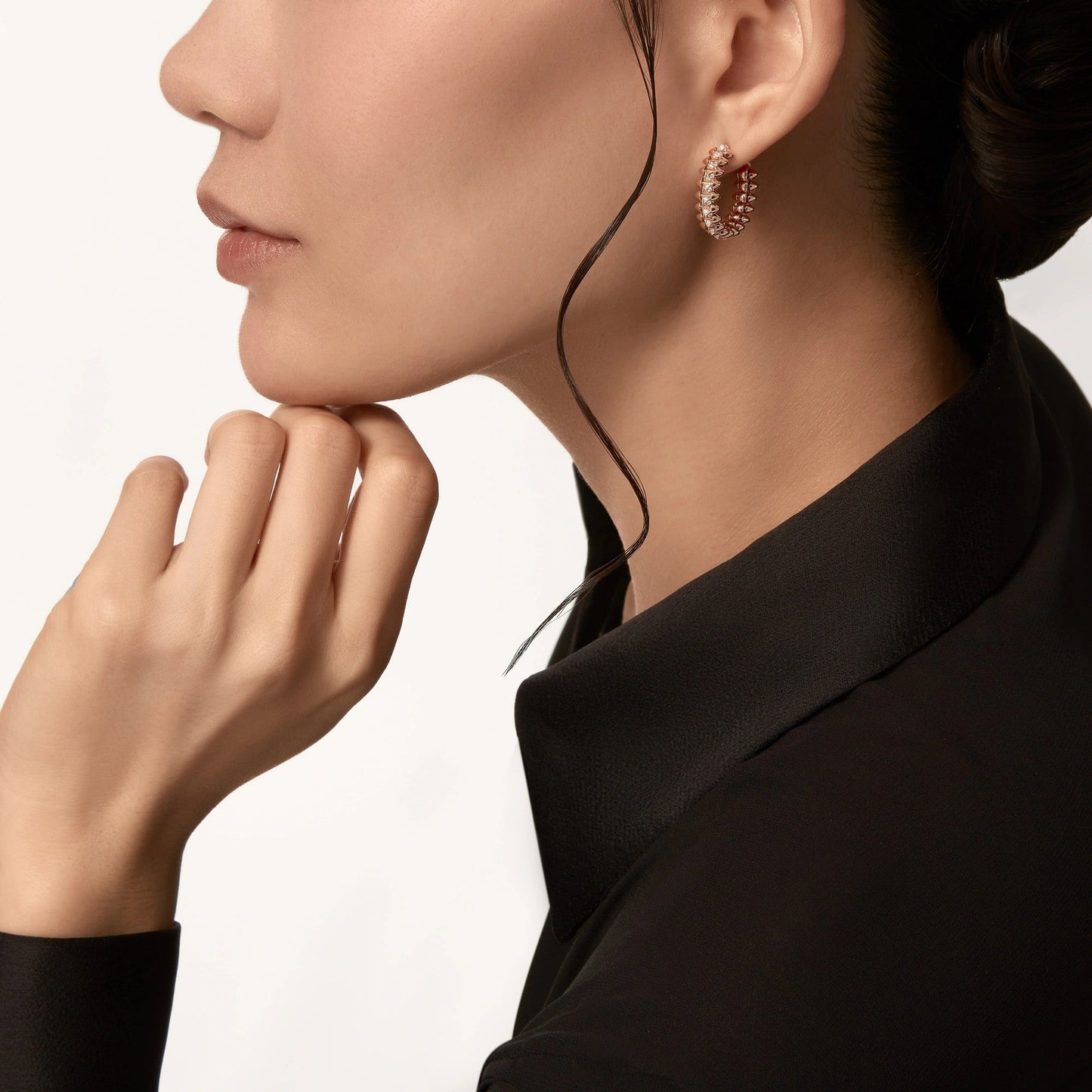 [Dawnora Jewelry]CLASH FULL DIAMOND MEDIUM EARRINGS