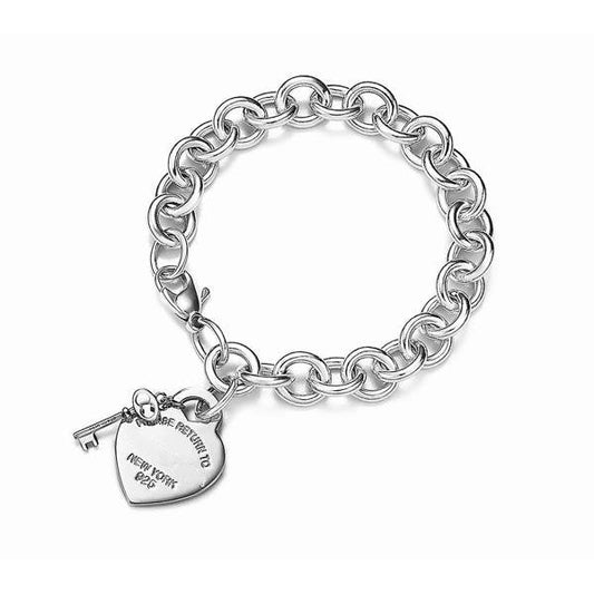 [Dawnora Jewelry]KEY HEART CARD CHUNKY INTERLOCKING BRACELET LENGTH