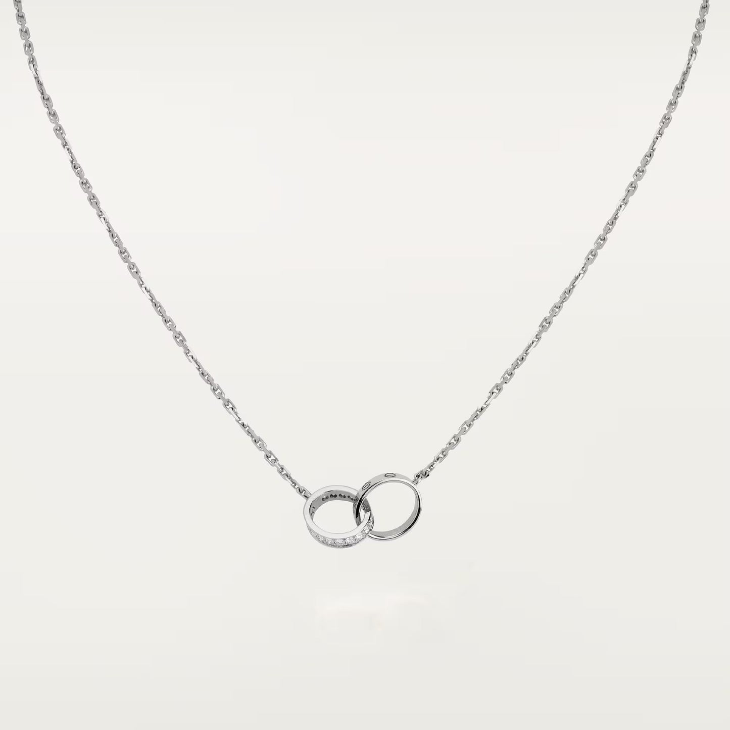 [Dawnora Jewelry]LOVE DOUBLE RING HALF DIAMOND NECKLACE