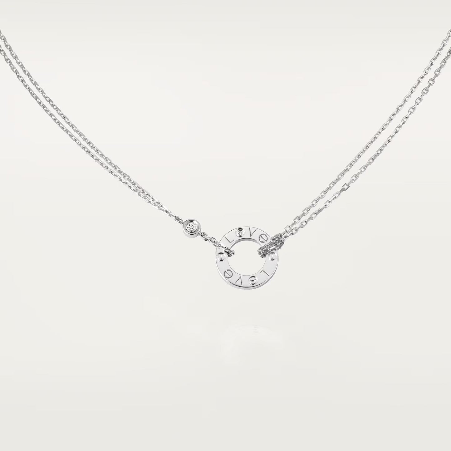 [Dawnora Jewelry]LOVE NECKLACE 16MM 2 DIAMONDS