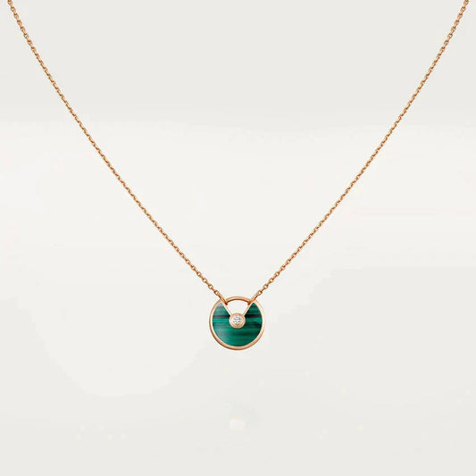 [Dawnora Jewelry]AMULETTE ROSE GOLD MALACHITE NECKLACE