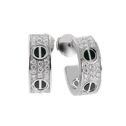 [Dawnora Jewelry]LOVE CERAMIC DIAMOND PAVED SILVER EARRINGS