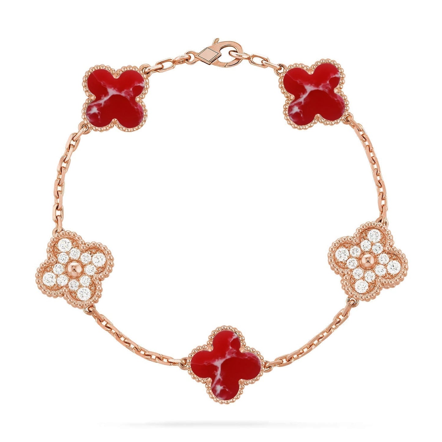 [Dawnora Jewelry]CLOVER 5 MOTIF RED PATTERN BRACELET COLLECTION