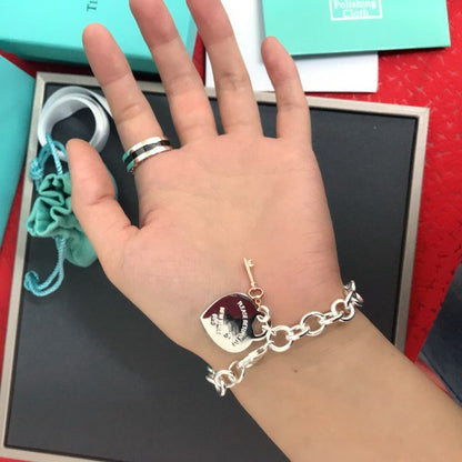 [Dawnora Jewelry]KEY HEART CARD CHUNKY INTERLOCKING BRACELET LENGTH
