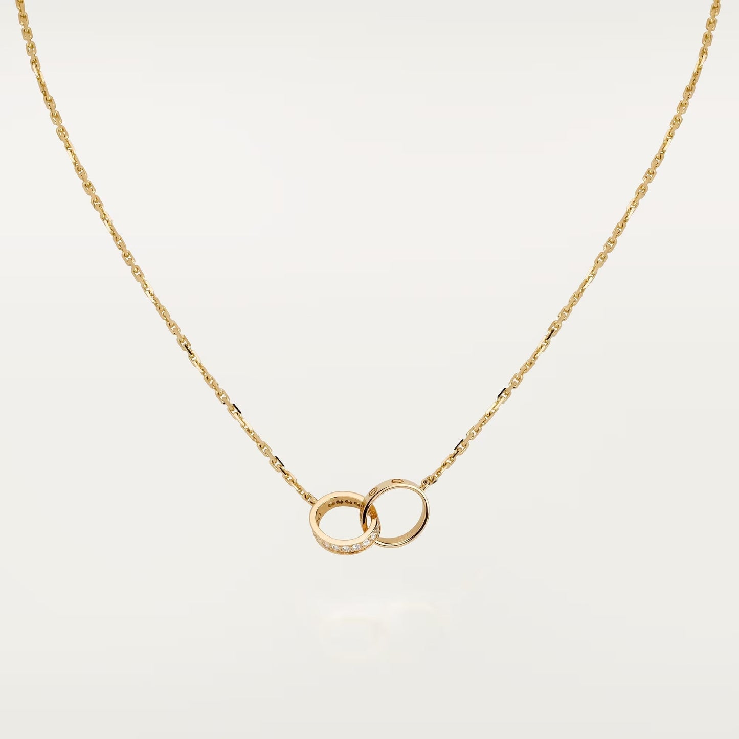 [Dawnora Jewelry]LOVE DOUBLE RING HALF DIAMOND NECKLACE