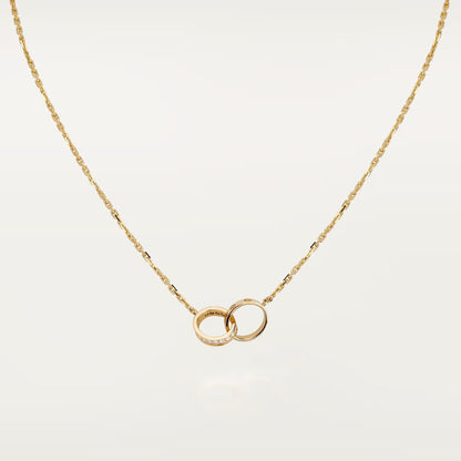 [Dawnora Jewelry]LOVE DOUBLE RING HALF DIAMOND NECKLACE