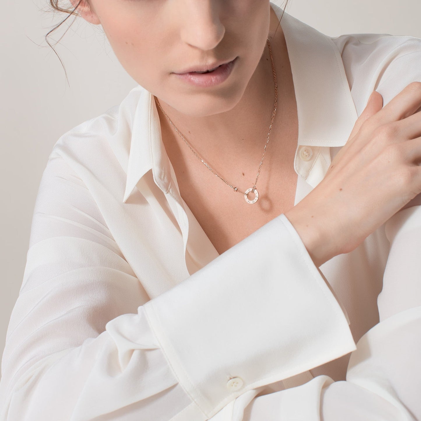 [Dawnora Jewelry]LOVE NECKLACE 16MM 2 DIAMONDS