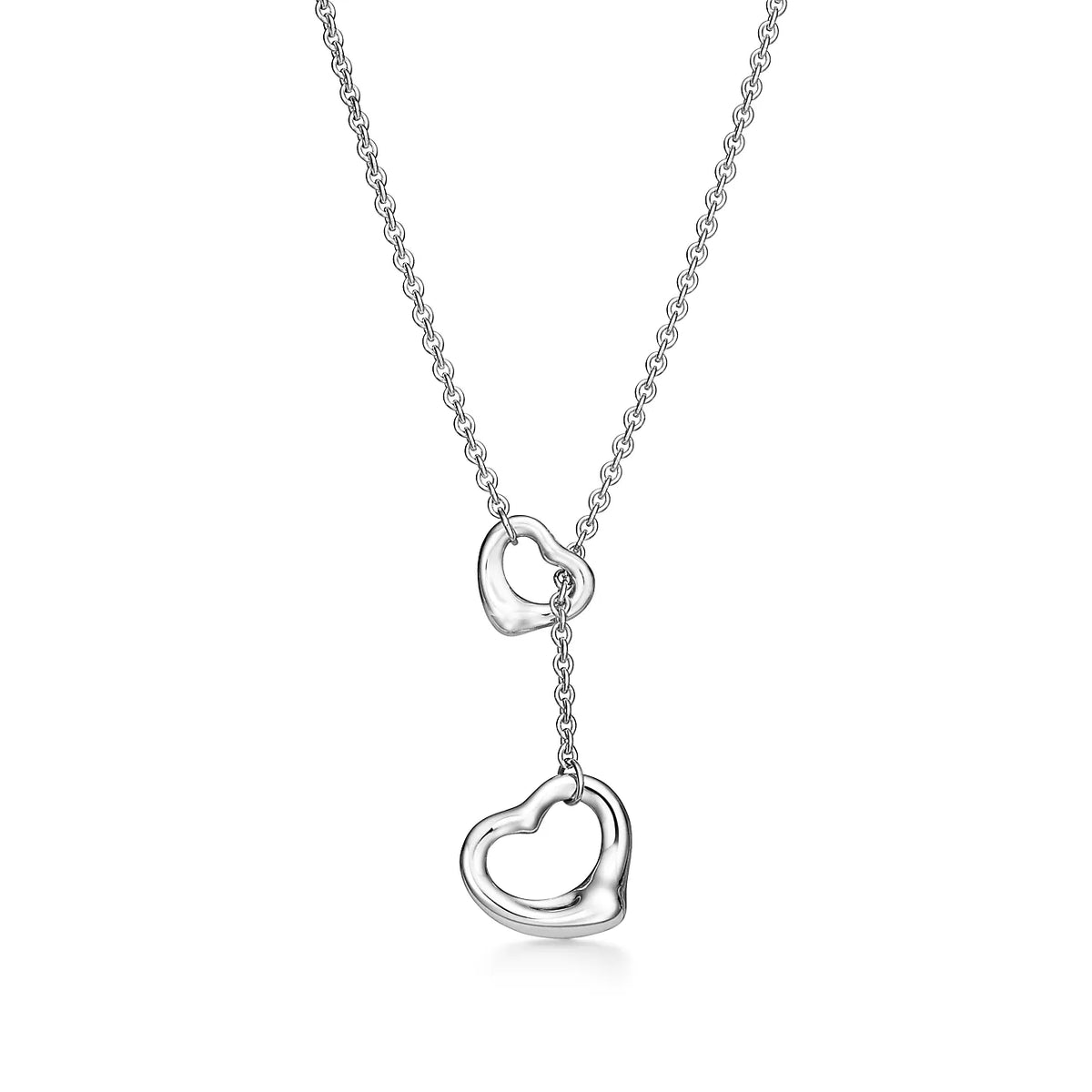 [Dawnora Jewelry]OPEN HEART LARIAT NECKLACE SILVER