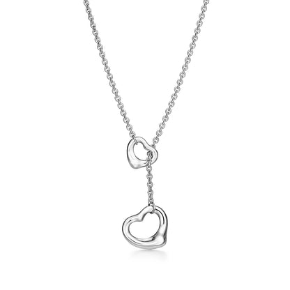 [Dawnora Jewelry]OPEN HEART LARIAT NECKLACE SILVER