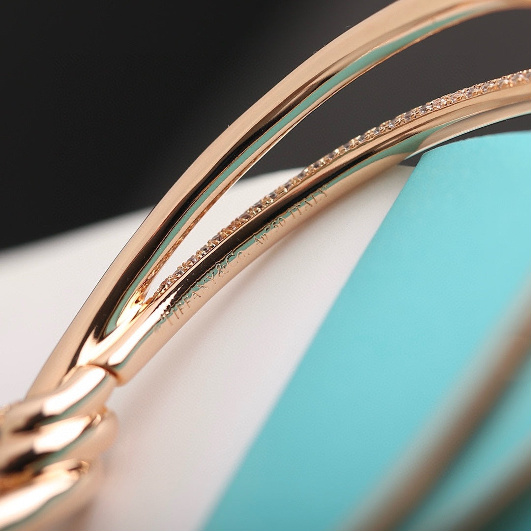 [Dawnora Jewelry]KNOT DOUBLE ROW PINK GOLD DIAMOND BRACELET