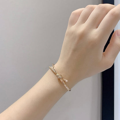 [Dawnora Jewelry]KNOT DOUBLE ROW PINK GOLD DIAMOND BRACELET