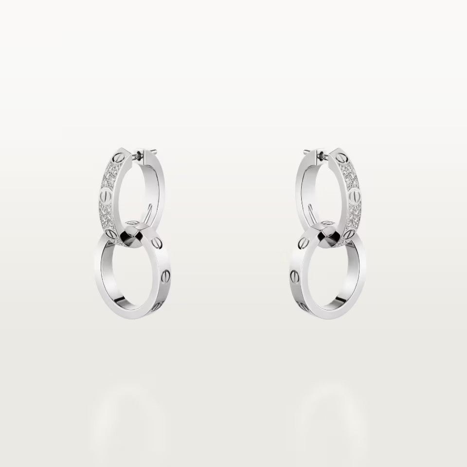 [Dawnora Jewelry]LOVE 3.3MM DANGLE HALF DIAMOND EARRINGS