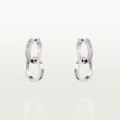 [Dawnora Jewelry]LOVE 3.3MM DANGLE HALF DIAMOND EARRINGS