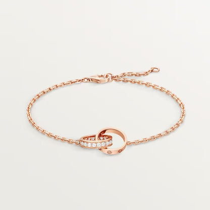 [Dawnora Jewelry]LOVE DOUBLE RING HALF DIAMOND BRACELET