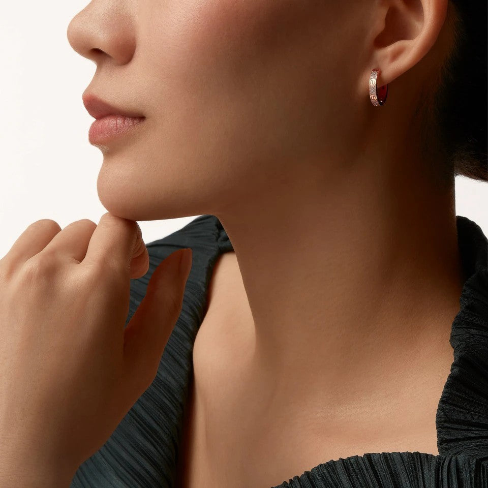 [Dawnora Jewelry]LOVE 3.3MM DANGLE HALF DIAMOND EARRINGS