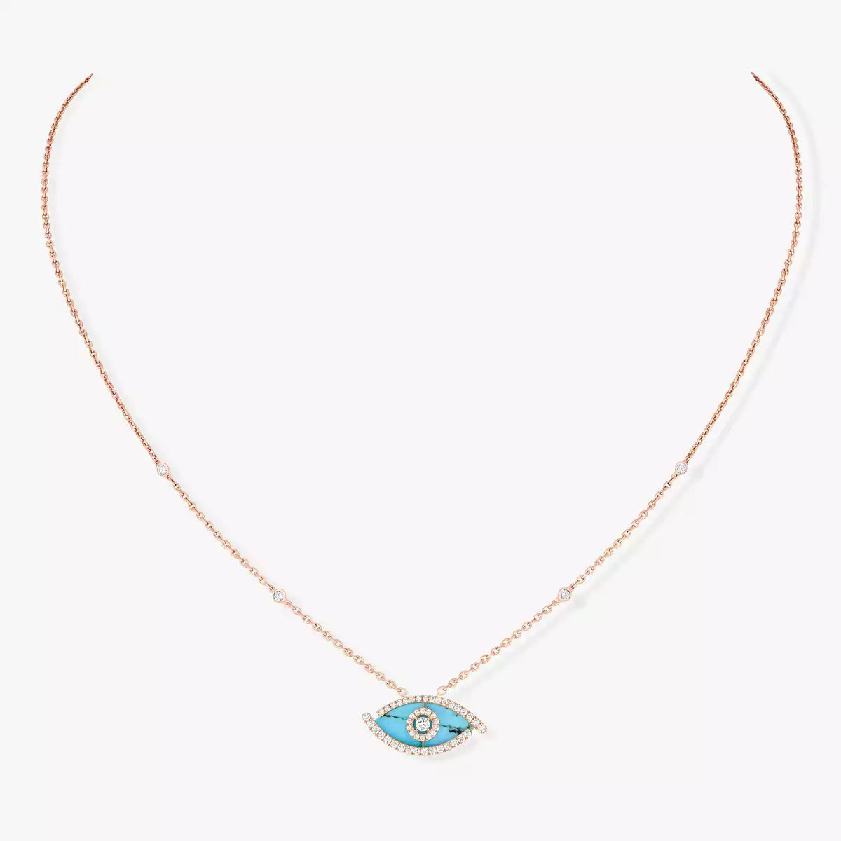 [Dawnora Jewelry]Lucky Eye Diamond Necklace in  Gold and Turquoise