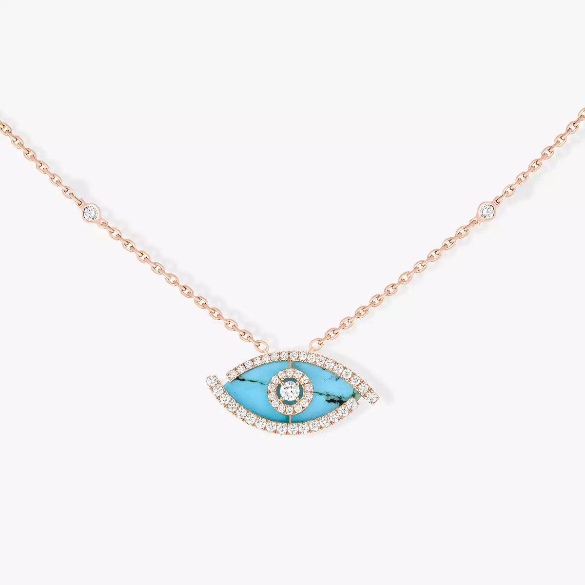[Dawnora Jewelry]Lucky Eye Diamond Necklace in  Gold and Turquoise