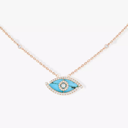 [Dawnora Jewelry]Lucky Eye Diamond Necklace in  Gold and Turquoise