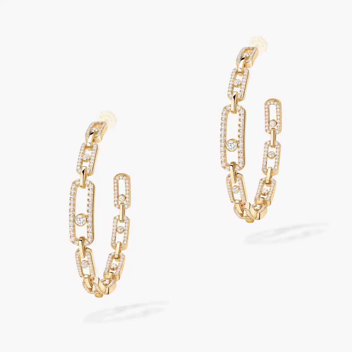 [[Dawnora Jewelry]Move Link Diamond Hoop Earrings