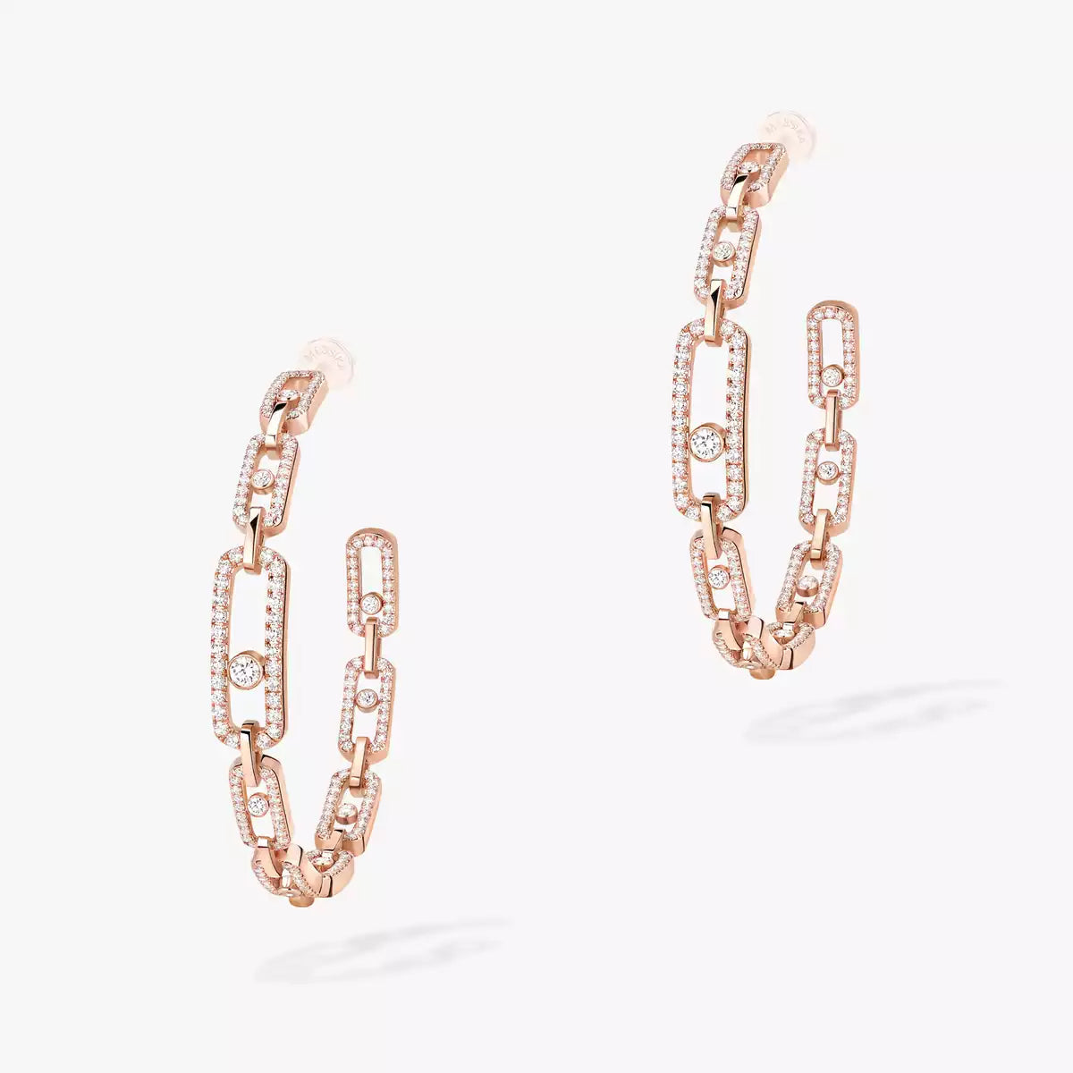 [[Dawnora Jewelry]Move Link Diamond Hoop Earrings