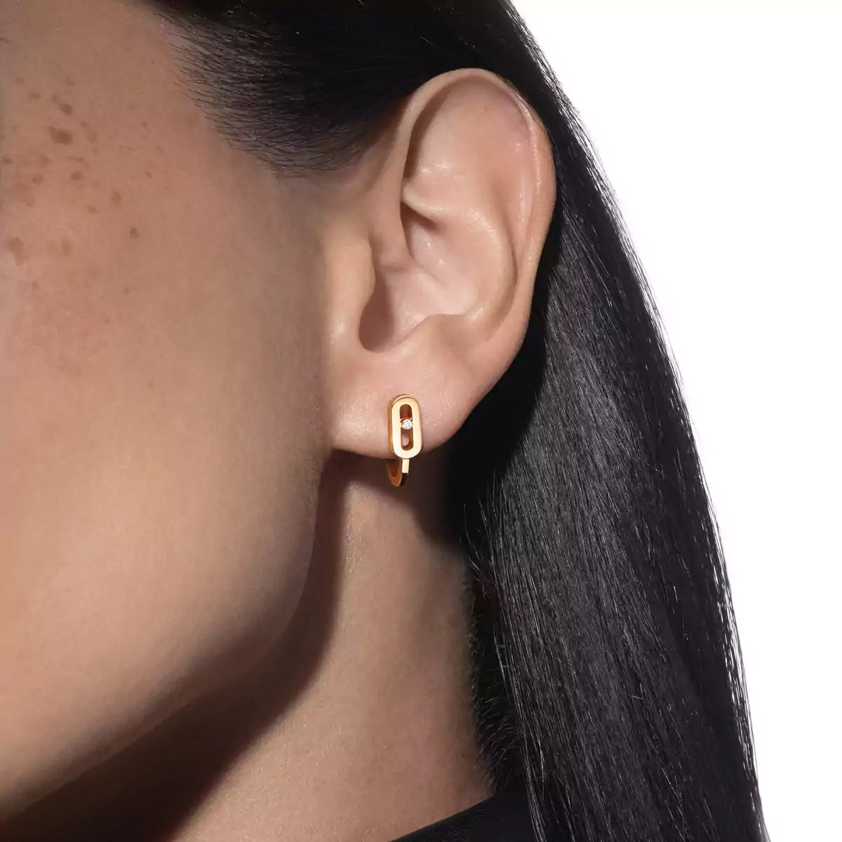 [Dawnora Jewelry]Diamond Mini Hoop Earrings Move Classique