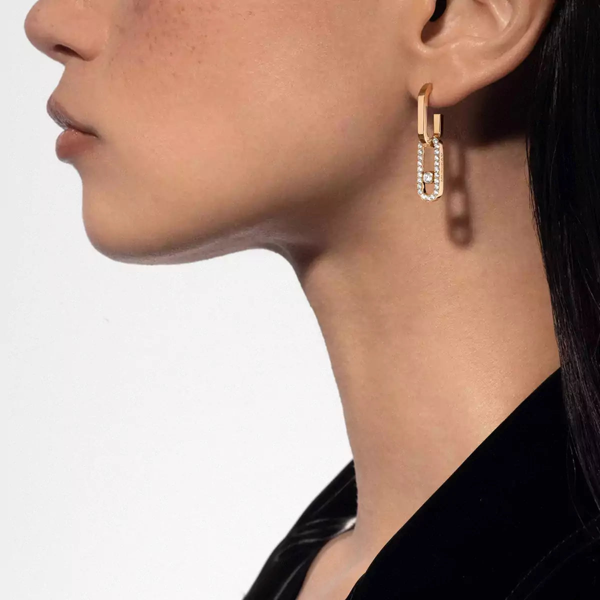 [Dawnora Jewelry]Move Link Diamond Earrings