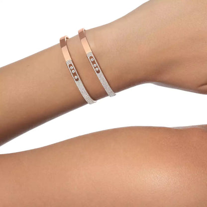 [Dawnora Jewelry]Move Noa Rose Gold Pavé Diamond Bangle Bracelet