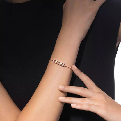[Dawnora Jewelry]Move Pavé Diamond Bangle Bracelet M