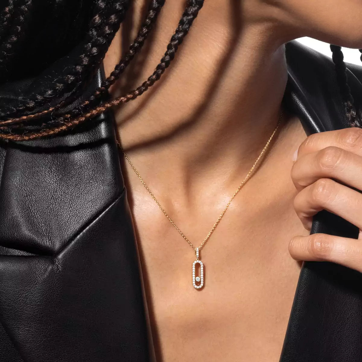 [Dawnora Jewelry]Move Uno Diamond Necklace in Rose Gold