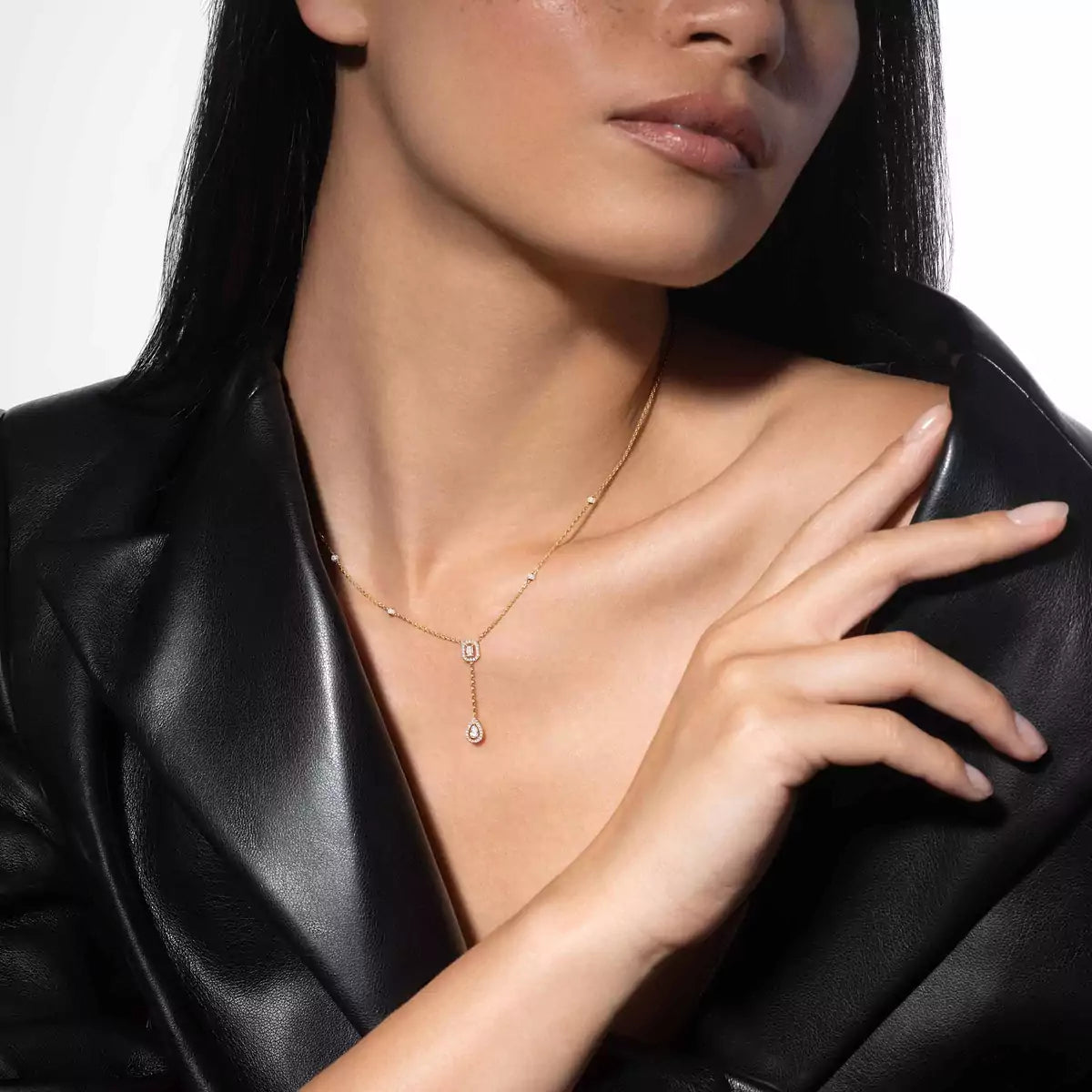 [Dawnora Jewelry]Gold Diamond Tie Necklace