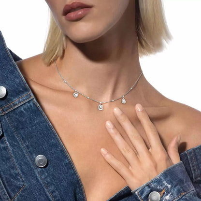 [Dawnora Jewelry]My Twin Diamond Necklace in Silver