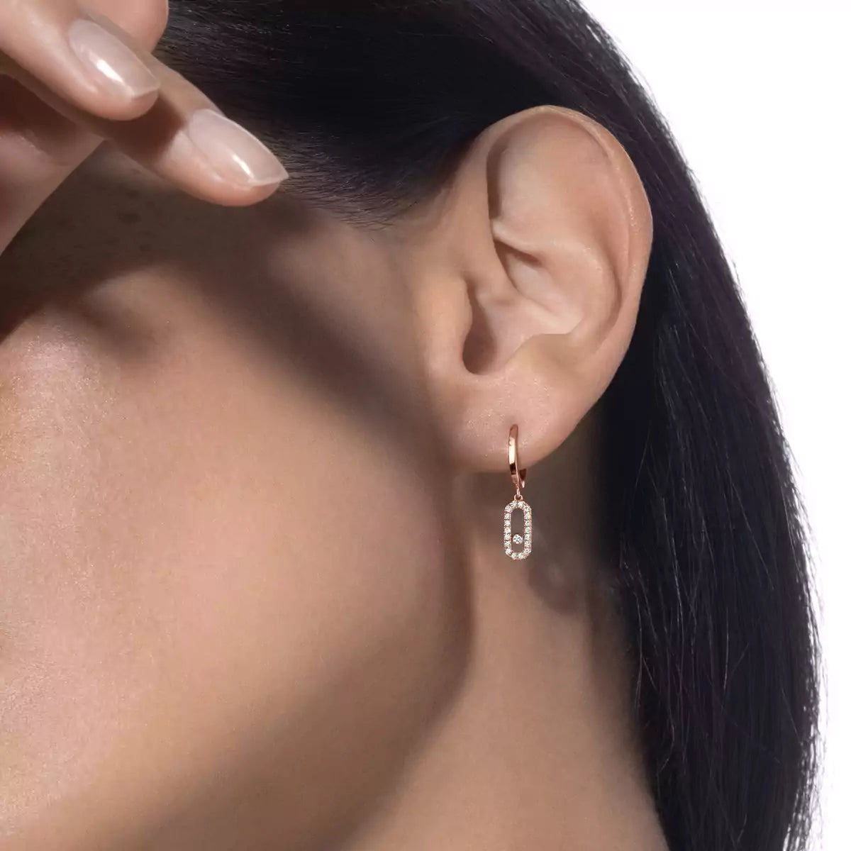 [Dawnora Jewelry]Move Uno Single Diamond Hoop Earring