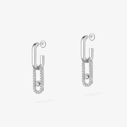 [Dawnora Jewelry]Move Link Diamond Earrings