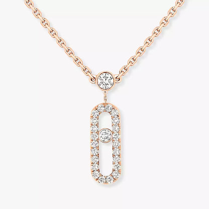 [Dawnora Jewelry]2 Rows Rose Gold Diamond Pave_ Necklace Move Uno