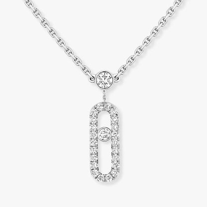 [Dawnora Jewelry]2 Rows Rose Gold Diamond Pave_ Necklace Move Uno