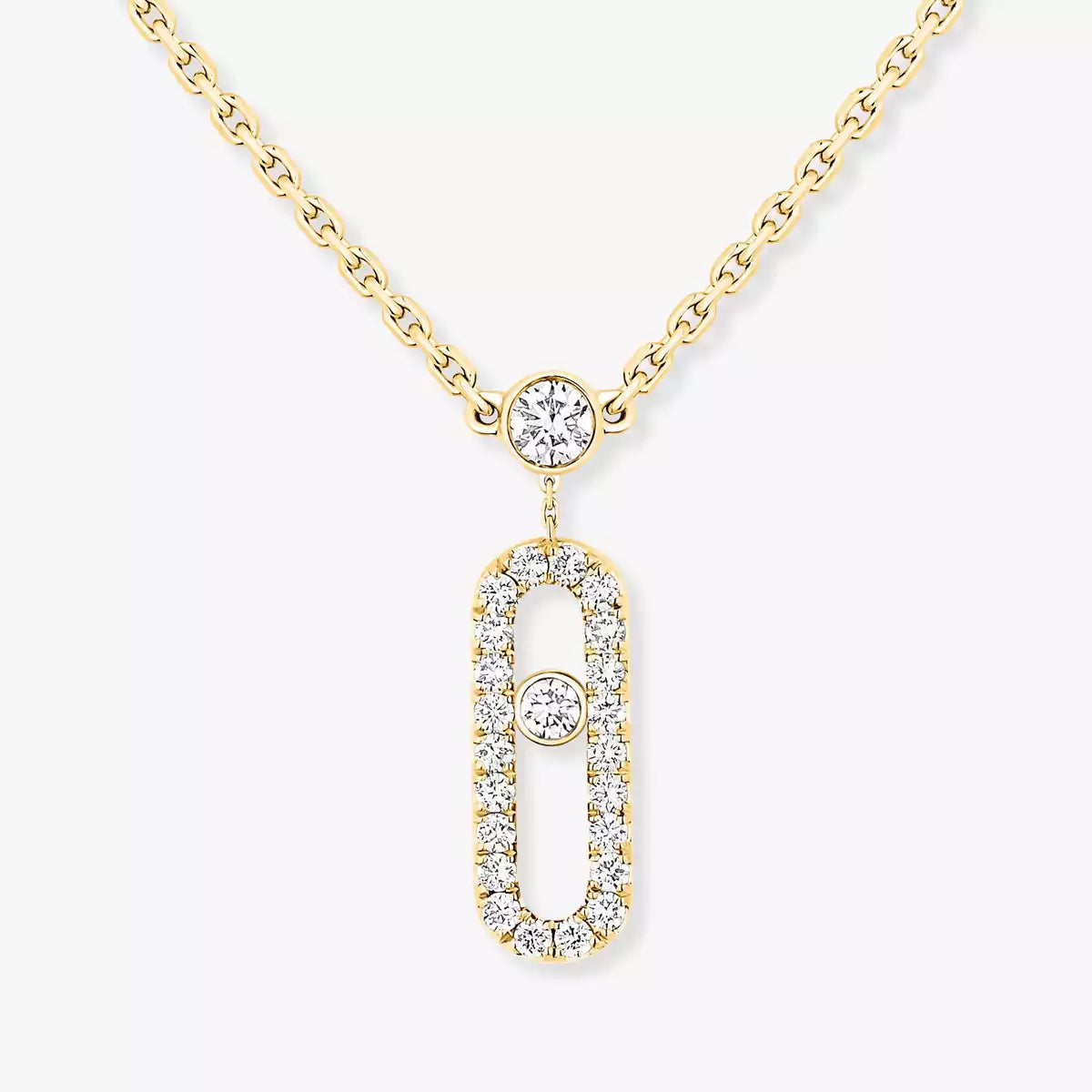 [Dawnora Jewelry]2 Rows Rose Gold Diamond Pave_ Necklace Move Uno