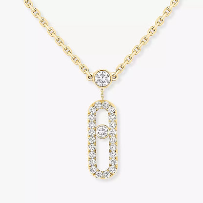 [Dawnora Jewelry]2 Rows Rose Gold Diamond Pave_ Necklace Move Uno